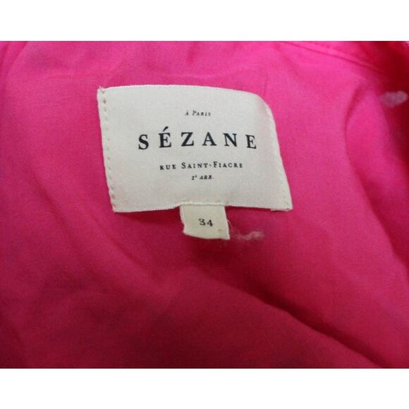 Sezane Pink Sol Swing Lace Crochet Button Down Mini Shirt Dress Size 34/US 2 - Picture 5 of 5